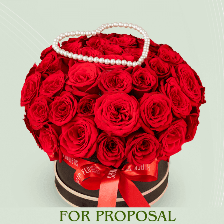 For proposal - Red roses in black round box