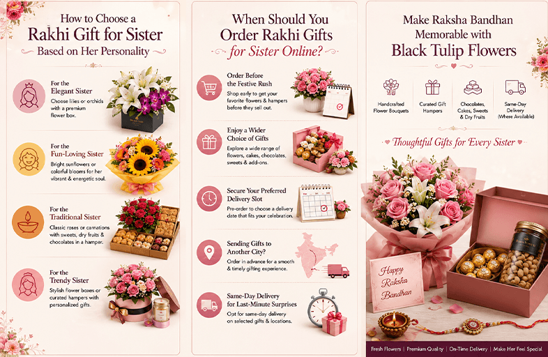 Best Rakhi gift for sister with fresh flower bouquet and Rakhi celebration