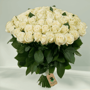 Heavenly White Roses bouquet with fresh white roses arranged elegantly for weddings, anniversaries, and special occasions.