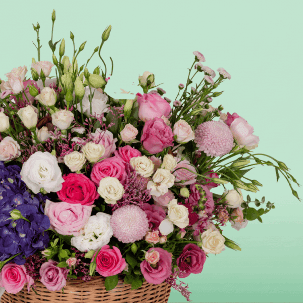 Pure Magic (4) Colorful floral arrangement in basket
