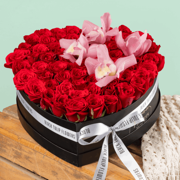 Heart Shaped Flower Arrangement - Romance de Rosa by Black Tulip Flowers | Unique Floral Gifts for Every Occasion