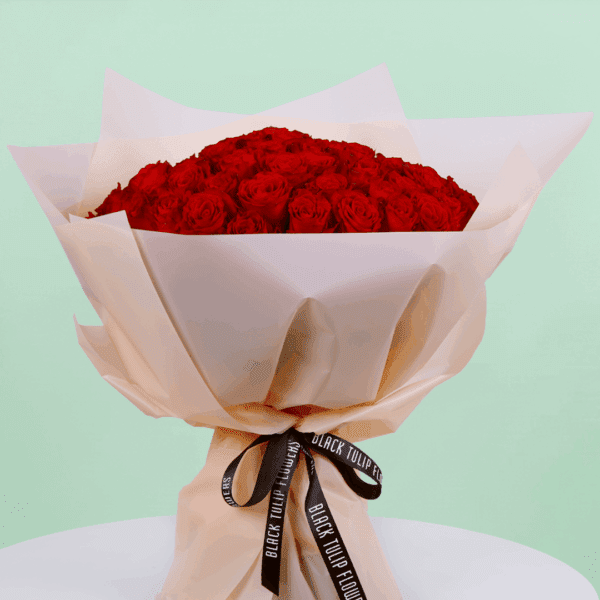 Velvet Roses (1) Romantic Red Rose Bouquet for Valentine's Day